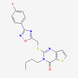 molecular formula C19H17FN4O2S2 B6553607 3-butyl-2-({[3-(4-fluorophenyl)-1,2,4-oxadiazol-5-yl]methyl}sulfanyl)-3H,4H-thieno[3,2-d]pyrimidin-4-one CAS No. 1040672-46-5