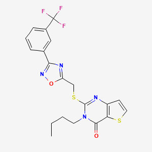 molecular formula C20H17F3N4O2S2 B6553615 3-butyl-2-[({3-[3-(trifluoromethyl)phenyl]-1,2,4-oxadiazol-5-yl}methyl)sulfanyl]-3H,4H-thieno[3,2-d]pyrimidin-4-one CAS No. 1040672-54-5
