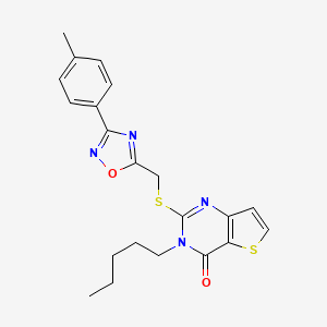 molecular formula C21H22N4O2S2 B6553628 2-({[3-(4-methylphenyl)-1,2,4-oxadiazol-5-yl]methyl}sulfanyl)-3-pentyl-3H,4H-thieno[3,2-d]pyrimidin-4-one CAS No. 1040672-76-1