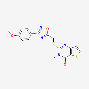 molecular formula C17H14N4O3S2 B6553637 2-({[3-(4-methoxyphenyl)-1,2,4-oxadiazol-5-yl]methyl}sulfanyl)-3-methyl-3H,4H-thieno[3,2-d]pyrimidin-4-one CAS No. 1040673-20-8