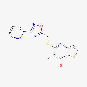 molecular formula C15H11N5O2S2 B6553643 3-methyl-2-({[3-(pyridin-2-yl)-1,2,4-oxadiazol-5-yl]methyl}sulfanyl)-3H,4H-thieno[3,2-d]pyrimidin-4-one CAS No. 1040673-36-6