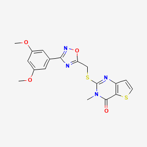 molecular formula C18H16N4O4S2 B6553659 2-({[3-(3,5-dimethoxyphenyl)-1,2,4-oxadiazol-5-yl]methyl}sulfanyl)-3-methyl-3H,4H-thieno[3,2-d]pyrimidin-4-one CAS No. 1040673-60-6