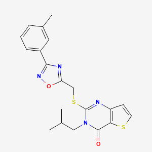 molecular formula C20H20N4O2S2 B6553667 2-({[3-(3-methylphenyl)-1,2,4-oxadiazol-5-yl]methyl}sulfanyl)-3-(2-methylpropyl)-3H,4H-thieno[3,2-d]pyrimidin-4-one CAS No. 1040673-76-4