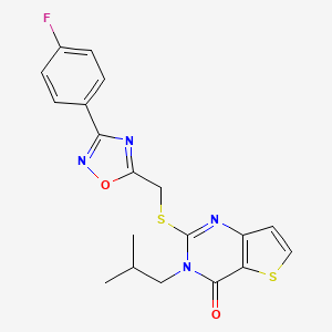 molecular formula C19H17FN4O2S2 B6553680 2-({[3-(4-fluorophenyl)-1,2,4-oxadiazol-5-yl]methyl}sulfanyl)-3-(2-methylpropyl)-3H,4H-thieno[3,2-d]pyrimidin-4-one CAS No. 1040674-00-7
