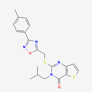 molecular formula C20H20N4O2S2 B6553681 2-({[3-(4-methylphenyl)-1,2,4-oxadiazol-5-yl]methyl}sulfanyl)-3-(2-methylpropyl)-3H,4H-thieno[3,2-d]pyrimidin-4-one CAS No. 1040673-84-4