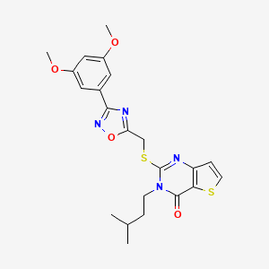 molecular formula C22H24N4O4S2 B6553687 2-({[3-(3,5-dimethoxyphenyl)-1,2,4-oxadiazol-5-yl]methyl}sulfanyl)-3-(3-methylbutyl)-3H,4H-thieno[3,2-d]pyrimidin-4-one CAS No. 1040674-08-5