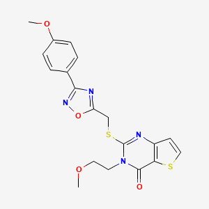 molecular formula C19H18N4O4S2 B6553709 3-(2-methoxyethyl)-2-({[3-(4-methoxyphenyl)-1,2,4-oxadiazol-5-yl]methyl}sulfanyl)-3H,4H-thieno[3,2-d]pyrimidin-4-one CAS No. 1040674-32-5