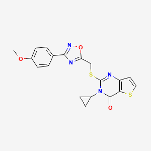 molecular formula C19H16N4O3S2 B6553719 3-cyclopropyl-2-({[3-(4-methoxyphenyl)-1,2,4-oxadiazol-5-yl]methyl}sulfanyl)-3H,4H-thieno[3,2-d]pyrimidin-4-one CAS No. 1040674-48-3
