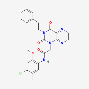 molecular formula C24H22ClN5O4 B6553730 N-(4-chloro-2-methoxy-5-methylphenyl)-2-[2,4-dioxo-3-(2-phenylethyl)-1,2,3,4-tetrahydropteridin-1-yl]acetamide CAS No. 1040674-87-0