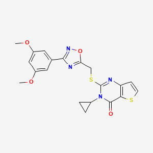 molecular formula C20H18N4O4S2 B6553732 3-cyclopropyl-2-({[3-(3,5-dimethoxyphenyl)-1,2,4-oxadiazol-5-yl]methyl}sulfanyl)-3H,4H-thieno[3,2-d]pyrimidin-4-one CAS No. 1040674-72-3