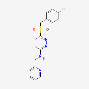 molecular formula C17H15ClN4O2S B6553747 6-[(4-chlorophenyl)methanesulfonyl]-N-[(pyridin-2-yl)methyl]pyridazin-3-amine CAS No. 1040675-08-8