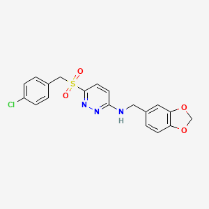 molecular formula C19H16ClN3O4S B6553764 N-[(2H-1,3-benzodioxol-5-yl)methyl]-6-[(4-chlorophenyl)methanesulfonyl]pyridazin-3-amine CAS No. 1040675-42-0