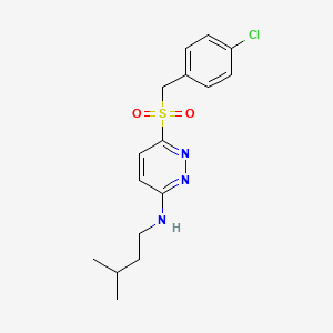 molecular formula C16H20ClN3O2S B6553767 6-[(4-chlorophenyl)methanesulfonyl]-N-(3-methylbutyl)pyridazin-3-amine CAS No. 1040675-63-5