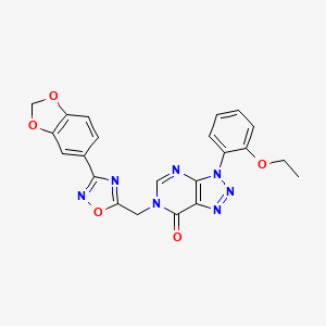 molecular formula C22H17N7O5 B6553775 6-{[3-(2H-1,3-benzodioxol-5-yl)-1,2,4-oxadiazol-5-yl]methyl}-3-(2-ethoxyphenyl)-3H,6H,7H-[1,2,3]triazolo[4,5-d]pyrimidin-7-one CAS No. 1040675-77-1