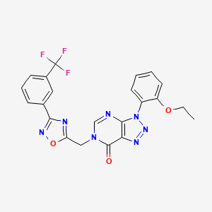 molecular formula C22H16F3N7O3 B6553783 3-(2-ethoxyphenyl)-6-({3-[3-(trifluoromethyl)phenyl]-1,2,4-oxadiazol-5-yl}methyl)-3H,6H,7H-[1,2,3]triazolo[4,5-d]pyrimidin-7-one CAS No. 1040675-84-0