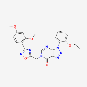 molecular formula C23H21N7O5 B6553790 6-{[3-(2,4-dimethoxyphenyl)-1,2,4-oxadiazol-5-yl]methyl}-3-(2-ethoxyphenyl)-3H,6H,7H-[1,2,3]triazolo[4,5-d]pyrimidin-7-one CAS No. 1040675-91-9