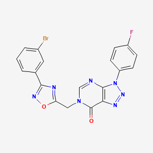 molecular formula C19H11BrFN7O2 B6553795 6-{[3-(3-bromophenyl)-1,2,4-oxadiazol-5-yl]methyl}-3-(4-fluorophenyl)-3H,6H,7H-[1,2,3]triazolo[4,5-d]pyrimidin-7-one CAS No. 1040676-05-8