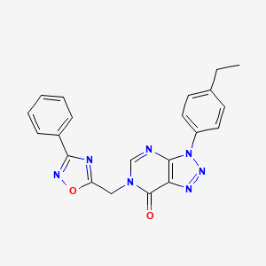 molecular formula C21H17N7O2 B6553804 3-(4-ethylphenyl)-6-[(3-phenyl-1,2,4-oxadiazol-5-yl)methyl]-3H,6H,7H-[1,2,3]triazolo[4,5-d]pyrimidin-7-one CAS No. 1040676-12-7
