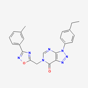 molecular formula C22H19N7O2 B6553811 3-(4-ethylphenyl)-6-{[3-(3-methylphenyl)-1,2,4-oxadiazol-5-yl]methyl}-3H,6H,7H-[1,2,3]triazolo[4,5-d]pyrimidin-7-one CAS No. 1040676-19-4