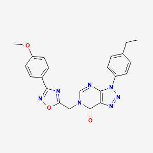 molecular formula C22H19N7O3 B6553822 3-(4-ethylphenyl)-6-{[3-(4-methoxyphenyl)-1,2,4-oxadiazol-5-yl]methyl}-3H,6H,7H-[1,2,3]triazolo[4,5-d]pyrimidin-7-one CAS No. 1040676-33-2