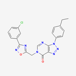 molecular formula C21H16ClN7O2 B6553826 6-{[3-(3-chlorophenyl)-1,2,4-oxadiazol-5-yl]methyl}-3-(4-ethylphenyl)-3H,6H,7H-[1,2,3]triazolo[4,5-d]pyrimidin-7-one CAS No. 1040676-46-7