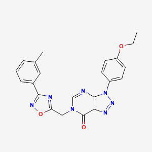 molecular formula C22H19N7O3 B6553839 3-(4-ethoxyphenyl)-6-{[3-(3-methylphenyl)-1,2,4-oxadiazol-5-yl]methyl}-3H,6H,7H-[1,2,3]triazolo[4,5-d]pyrimidin-7-one CAS No. 1040676-64-9