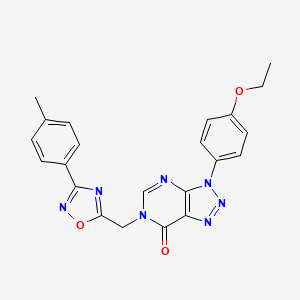 molecular formula C22H19N7O3 B6553846 3-(4-ethoxyphenyl)-6-{[3-(4-methylphenyl)-1,2,4-oxadiazol-5-yl]methyl}-3H,6H,7H-[1,2,3]triazolo[4,5-d]pyrimidin-7-one CAS No. 1040676-70-7