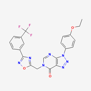 molecular formula C22H16F3N7O3 B6553874 3-(4-ethoxyphenyl)-6-({3-[3-(trifluoromethyl)phenyl]-1,2,4-oxadiazol-5-yl}methyl)-3H,6H,7H-[1,2,3]triazolo[4,5-d]pyrimidin-7-one CAS No. 1040677-06-2