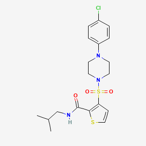 molecular formula C19H24ClN3O3S2 B6553878 3-{[4-(4-chlorophenyl)piperazin-1-yl]sulfonyl}-N-(2-methylpropyl)thiophene-2-carboxamide CAS No. 1040677-21-1