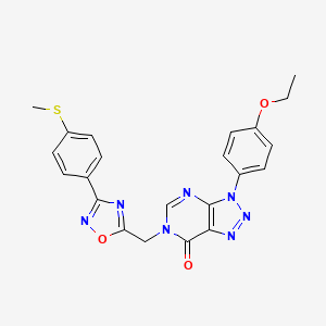 molecular formula C22H19N7O3S B6553883 3-(4-ethoxyphenyl)-6-({3-[4-(methylsulfanyl)phenyl]-1,2,4-oxadiazol-5-yl}methyl)-3H,6H,7H-[1,2,3]triazolo[4,5-d]pyrimidin-7-one CAS No. 1040677-16-4