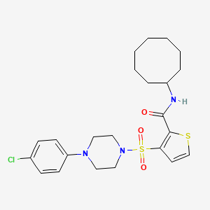 molecular formula C23H30ClN3O3S2 B6553896 3-{[4-(4-chlorophenyl)piperazin-1-yl]sulfonyl}-N-cyclooctylthiophene-2-carboxamide CAS No. 1040677-36-8