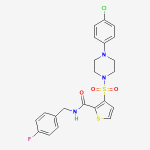 molecular formula C22H21ClFN3O3S2 B6553905 3-{[4-(4-chlorophenyl)piperazin-1-yl]sulfonyl}-N-[(4-fluorophenyl)methyl]thiophene-2-carboxamide CAS No. 1040649-17-9