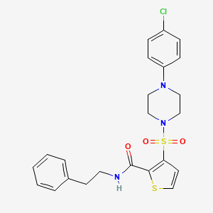 molecular formula C23H24ClN3O3S2 B6553909 3-{[4-(4-chlorophenyl)piperazin-1-yl]sulfonyl}-N-(2-phenylethyl)thiophene-2-carboxamide CAS No. 1040649-29-3