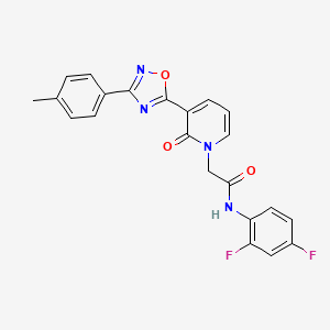 molecular formula C22H16F2N4O3 B6553921 N-(2,4-difluorophenyl)-2-{3-[3-(4-methylphenyl)-1,2,4-oxadiazol-5-yl]-2-oxo-1,2-dihydropyridin-1-yl}acetamide CAS No. 1040649-37-3