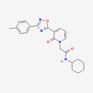 molecular formula C22H24N4O3 B6553940 N-cyclohexyl-2-{3-[3-(4-methylphenyl)-1,2,4-oxadiazol-5-yl]-2-oxo-1,2-dihydropyridin-1-yl}acetamide CAS No. 1040650-34-7