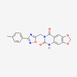 molecular formula C19H14N4O5 B6553946 7-{[3-(4-methylphenyl)-1,2,4-oxadiazol-5-yl]methyl}-2H,5H,6H,7H,8H-[1,3]dioxolo[4,5-g]quinazoline-6,8-dione CAS No. 1031633-92-7