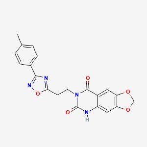 molecular formula C20H16N4O5 B6553948 7-{2-[3-(4-methylphenyl)-1,2,4-oxadiazol-5-yl]ethyl}-2H,5H,6H,7H,8H-[1,3]dioxolo[4,5-g]quinazoline-6,8-dione CAS No. 1031634-13-5