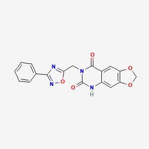 molecular formula C18H12N4O5 B6553949 7-[(3-phenyl-1,2,4-oxadiazol-5-yl)methyl]-2H,5H,6H,7H,8H-[1,3]dioxolo[4,5-g]quinazoline-6,8-dione CAS No. 1031945-23-9