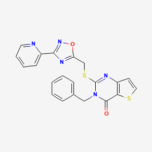molecular formula C21H15N5O2S2 B6553954 3-benzyl-2-({[3-(pyridin-2-yl)-1,2,4-oxadiazol-5-yl]methyl}sulfanyl)-3H,4H-thieno[3,2-d]pyrimidin-4-one CAS No. 1040650-64-3