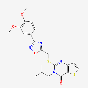 molecular formula C21H22N4O4S2 B6553955 2-({[3-(3,4-dimethoxyphenyl)-1,2,4-oxadiazol-5-yl]methyl}sulfanyl)-3-(2-methylpropyl)-3H,4H-thieno[3,2-d]pyrimidin-4-one CAS No. 1040651-06-6