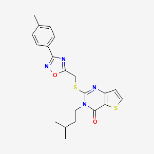 molecular formula C21H22N4O2S2 B6553960 3-(3-methylbutyl)-2-({[3-(4-methylphenyl)-1,2,4-oxadiazol-5-yl]methyl}sulfanyl)-3H,4H-thieno[3,2-d]pyrimidin-4-one CAS No. 1040651-20-4