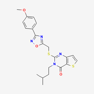 molecular formula C21H22N4O3S2 B6553967 2-({[3-(4-methoxyphenyl)-1,2,4-oxadiazol-5-yl]methyl}sulfanyl)-3-(3-methylbutyl)-3H,4H-thieno[3,2-d]pyrimidin-4-one CAS No. 1040651-34-0