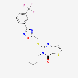 molecular formula C21H19F3N4O2S2 B6553971 3-(3-methylbutyl)-2-[({3-[3-(trifluoromethyl)phenyl]-1,2,4-oxadiazol-5-yl}methyl)sulfanyl]-3H,4H-thieno[3,2-d]pyrimidin-4-one CAS No. 1040651-57-7