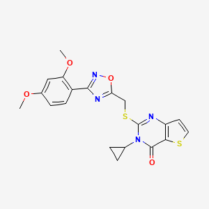 molecular formula C20H18N4O4S2 B6554007 3-cyclopropyl-2-({[3-(2,4-dimethoxyphenyl)-1,2,4-oxadiazol-5-yl]methyl}sulfanyl)-3H,4H-thieno[3,2-d]pyrimidin-4-one CAS No. 1040652-21-8