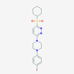 molecular formula C20H25FN4O2S B6554014 3-(cyclohexanesulfonyl)-6-[4-(4-fluorophenyl)piperazin-1-yl]pyridazine CAS No. 1040653-72-2