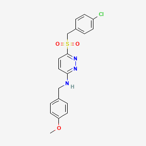 molecular formula C19H18ClN3O3S B6554029 6-[(4-chlorophenyl)methanesulfonyl]-N-[(4-methoxyphenyl)methyl]pyridazin-3-amine CAS No. 1040654-36-1
