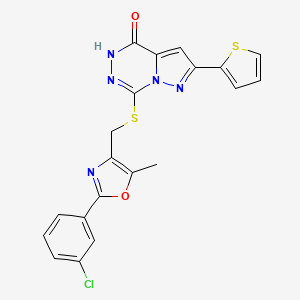 molecular formula C20H14ClN5O2S2 B6554041 7-({[2-(3-chlorophenyl)-5-methyl-1,3-oxazol-4-yl]methyl}sulfanyl)-2-(thiophen-2-yl)-4H,5H-pyrazolo[1,5-d][1,2,4]triazin-4-one CAS No. 1040655-50-2
