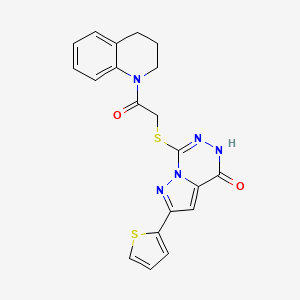 molecular formula C20H17N5O2S2 B6554051 7-{[2-oxo-2-(1,2,3,4-tetrahydroquinolin-1-yl)ethyl]sulfanyl}-2-(thiophen-2-yl)-4H,5H-pyrazolo[1,5-d][1,2,4]triazin-4-one CAS No. 1040678-35-0