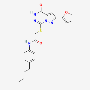 molecular formula C21H21N5O3S B6554062 N-(4-butylphenyl)-2-{[2-(furan-2-yl)-4-oxo-4H,5H-pyrazolo[1,5-d][1,2,4]triazin-7-yl]sulfanyl}acetamide CAS No. 1040678-47-4