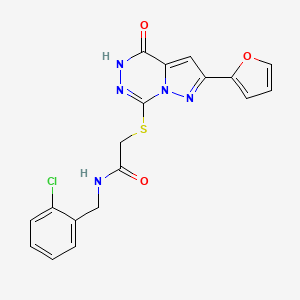 molecular formula C18H14ClN5O3S B6554067 N-[(2-chlorophenyl)methyl]-2-{[2-(furan-2-yl)-4-oxo-4H,5H-pyrazolo[1,5-d][1,2,4]triazin-7-yl]sulfanyl}acetamide CAS No. 1040678-51-0